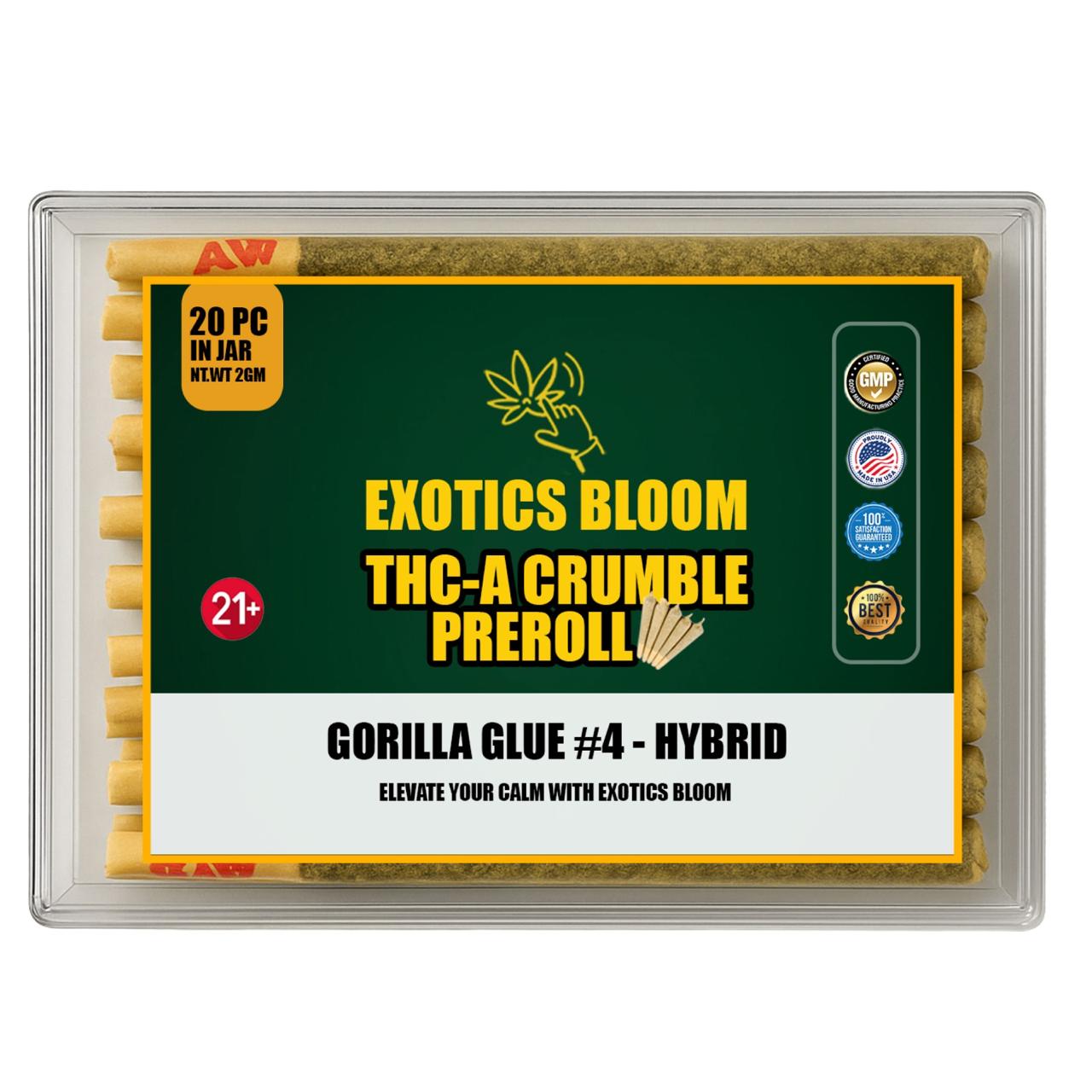 THC-A Crumble Pre-Roll Gorilla Glue #4 2-GM (Pack of 20)