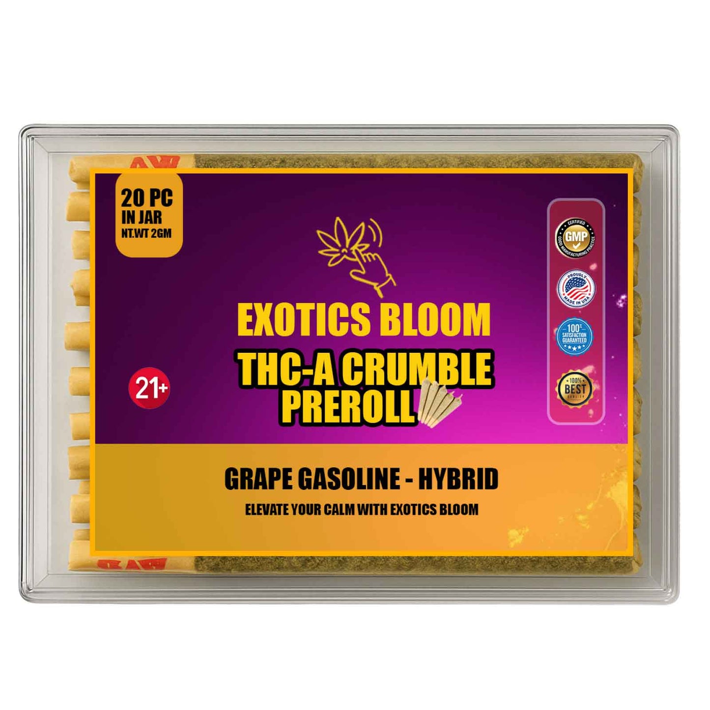 THC-A Crumble Pre-Roll GRAPE GASOLINE 2-GM (Pack of 20)