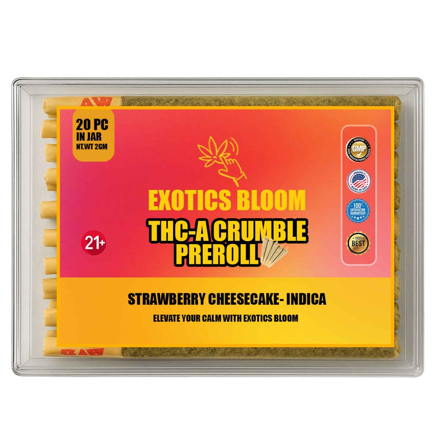 THC-A Crumble Pre-Roll STRAWBERRY CHEESECAKE 2-GM (Pack of 20)