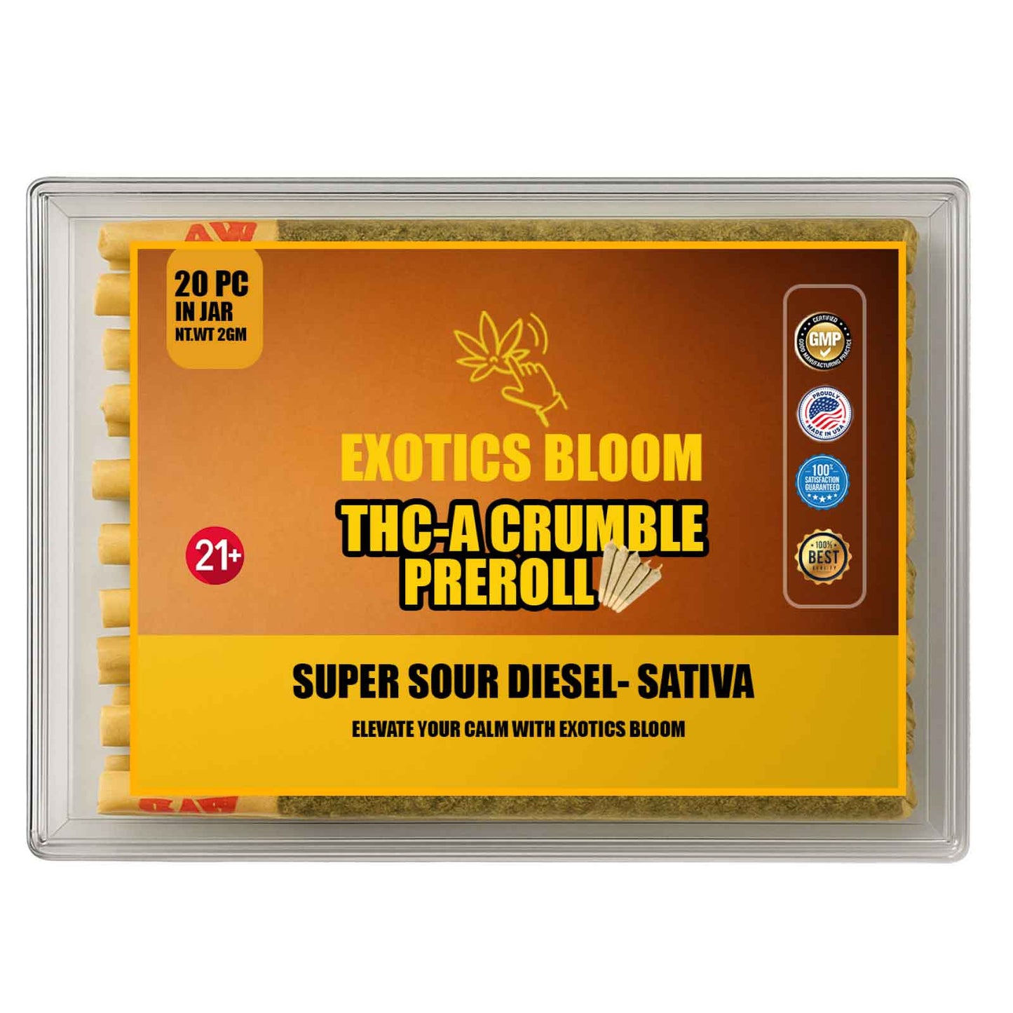 THC-A Crumble Pre-Roll SUPER SOUR DIESEL 2-GM (Pack of 20)